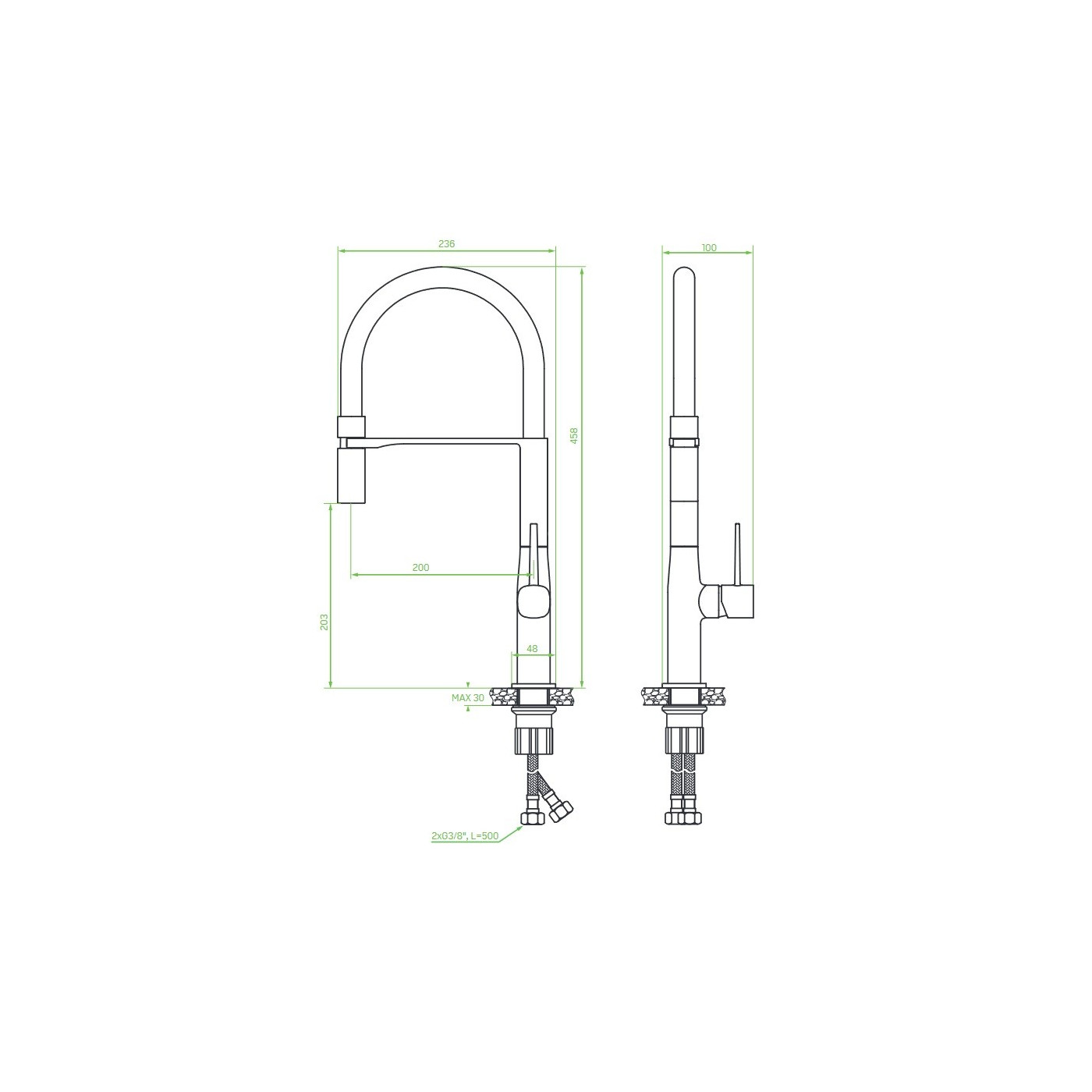 Bateria Zlewozmywakowa z Elastyczną Wylewką POLA Bateria Zlewozmywakowa z Elastyczną Wylewką POLA