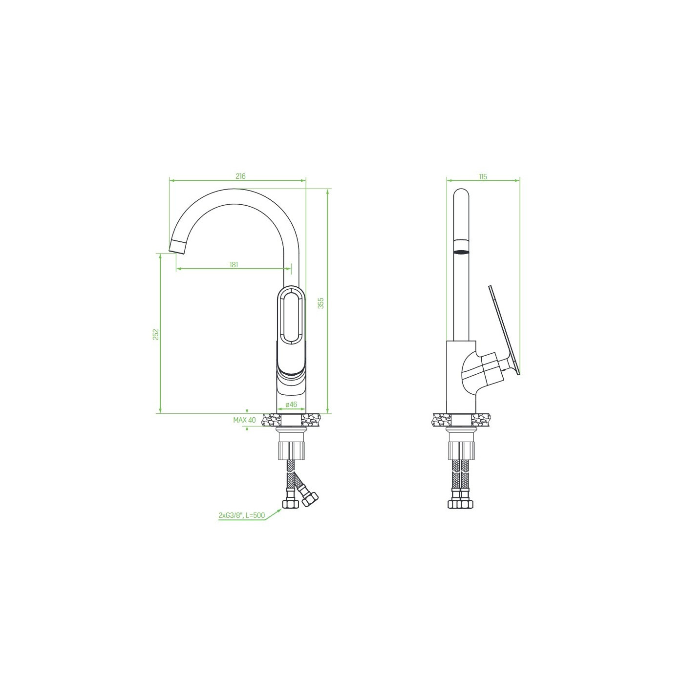 Bateria Zlewozmywakowa Kuchenna TIERRA Bateria Zlewozmywakowa Kuchenna TIERRA