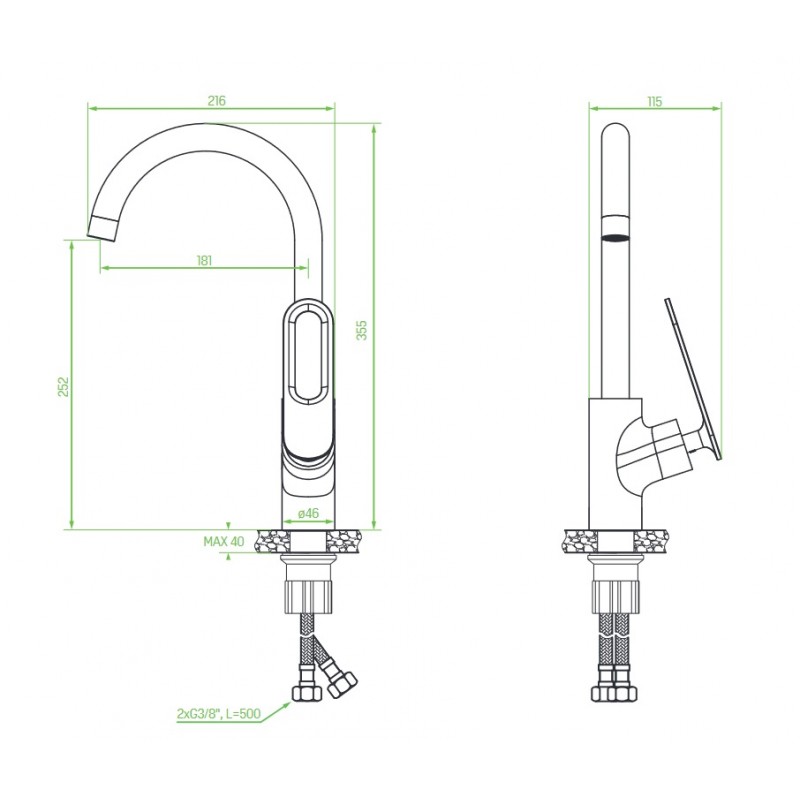Bateria Zlewozmywakowa Kuchenna TIERRA