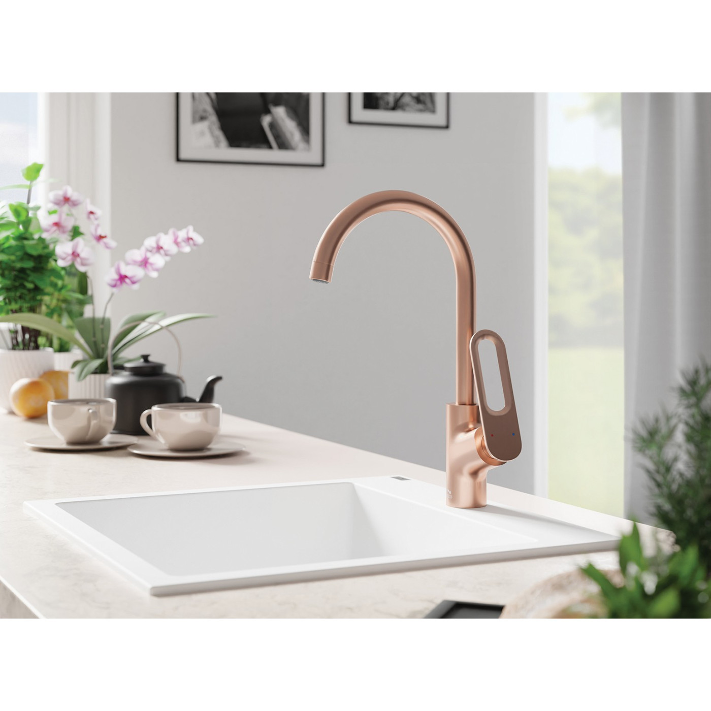 Bateria Zlewozmywakowa Kuchenna TIERRA Różowe Złoto