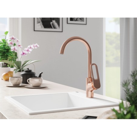 Bateria Zlewozmywakowa Kuchenna TIERRA Różowe Złoto Bateria Zlewozmywakowa Kuchenna TIERRA Różowe Złoto