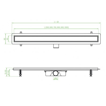 Odpływ Liniowy 100 cm Niski BASSO Czarny