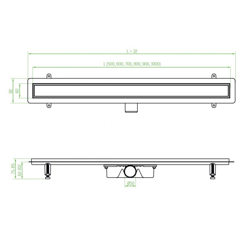 Odpływ Liniowy 100 cm Niski BASSO Różowe Złoto COB_810D
