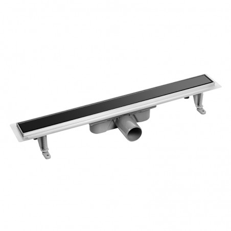 Odpływ Liniowy 60 cm Niski BASSO Czarne Szkło