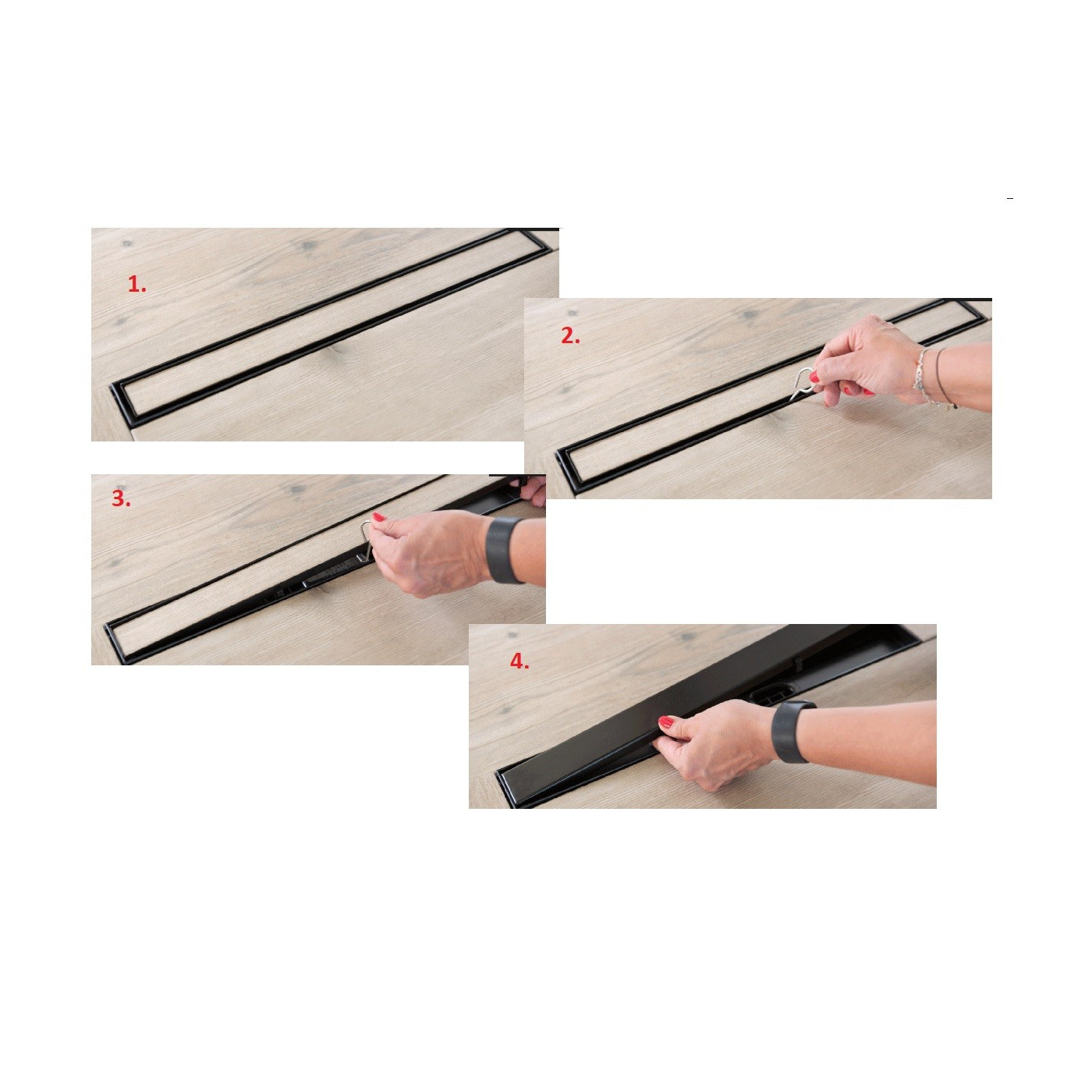 Odpływ Liniowy 60 cm Niski BASSO Czarne Szkło