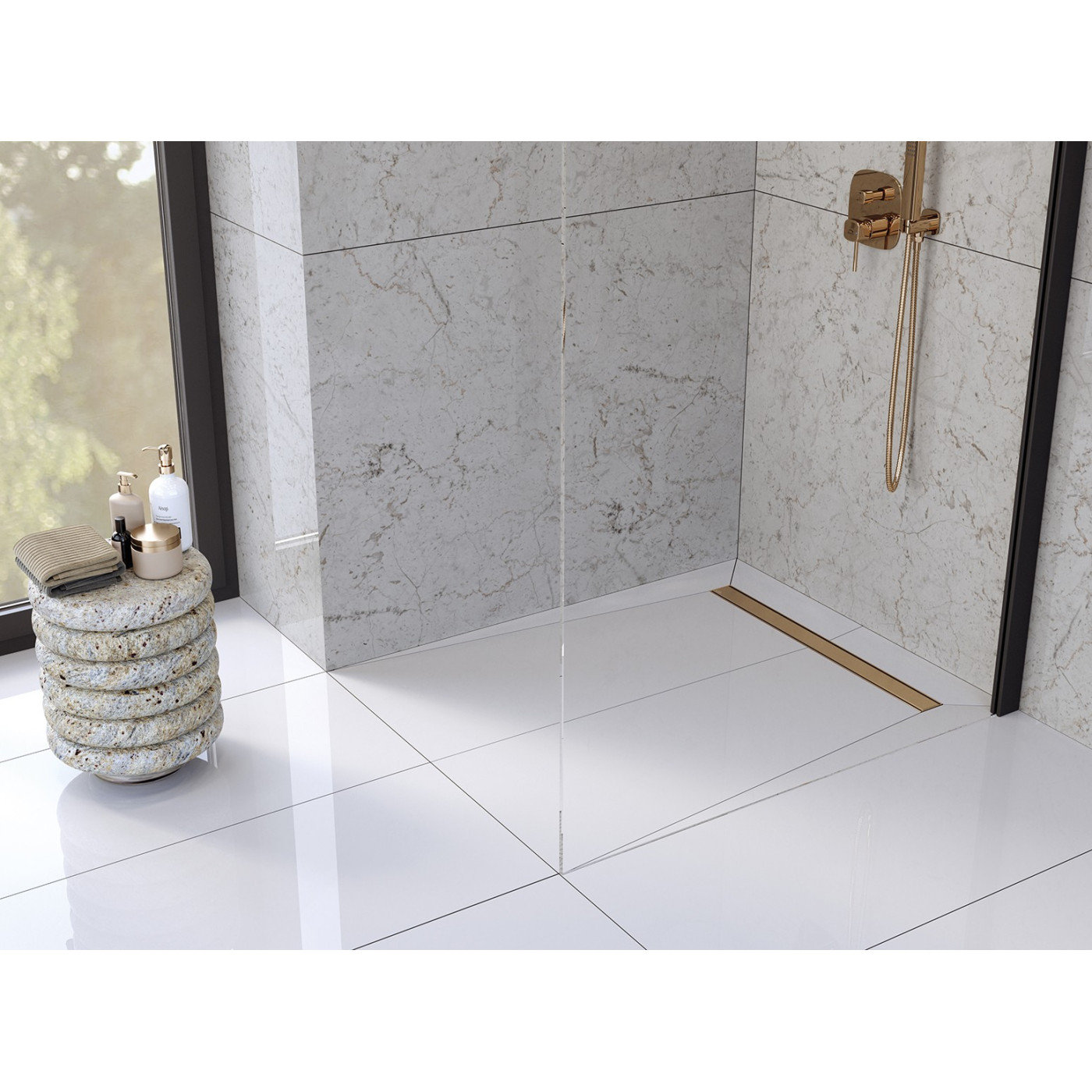 Odpływ Liniowy 60 cm Niski BASSO Różowe Złoto