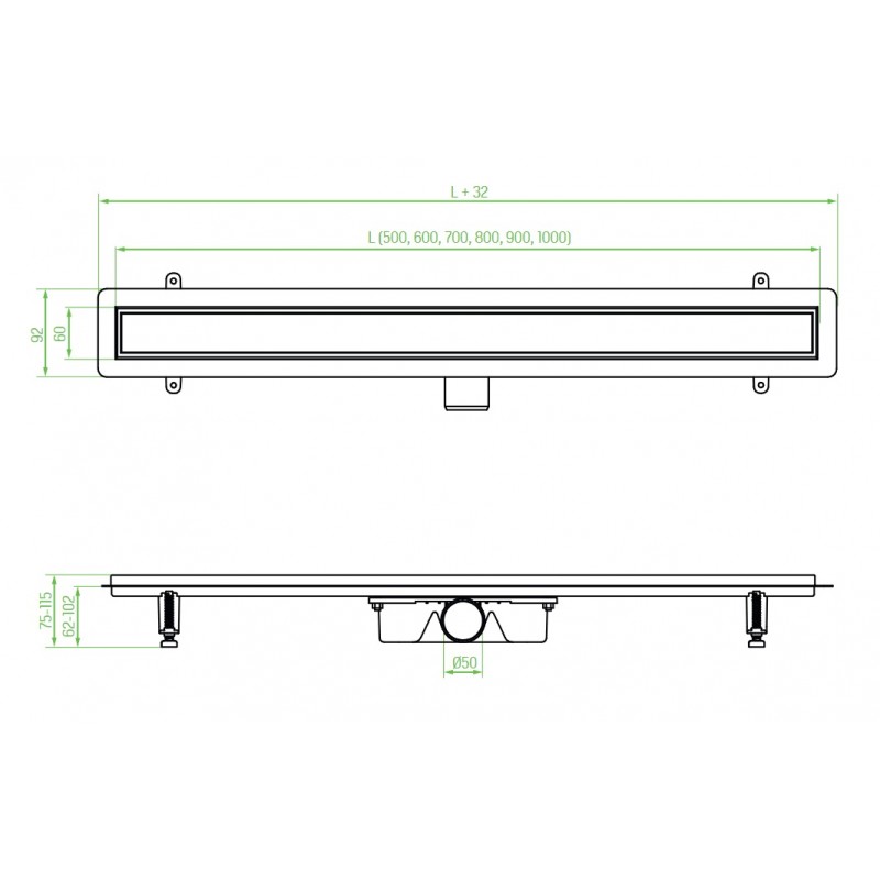 Odpływ Liniowy 60 cm Niski BASSO INOX