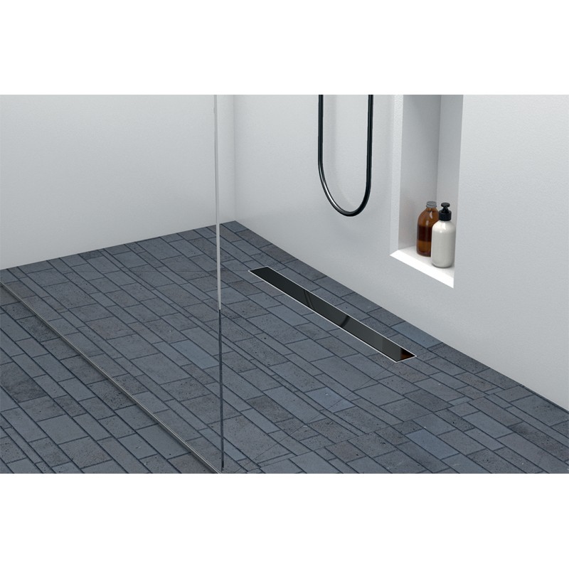 Odpływ Liniowy 70 cm Niski BASSO Czarne Szkło Odpływ Liniowy 70 cm Niski BASSO Czarne Szkło