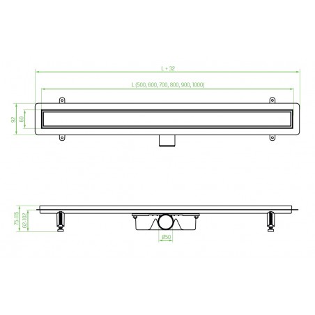 Odpływ Liniowy 70 cm Niski BASSO INOX
