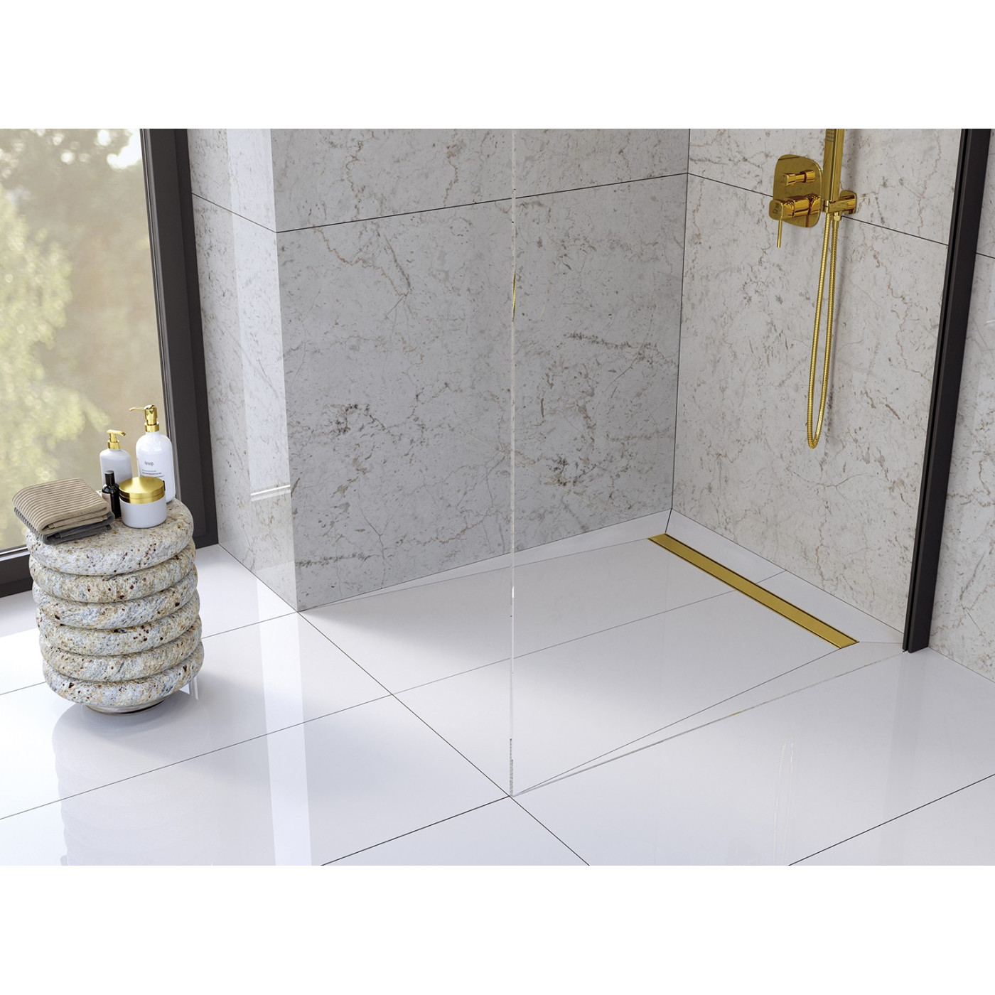 Odpływ Liniowy 80 cm Niski BASSO Złoty