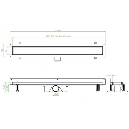 Odpływ Liniowy 100 cm Niski BASSO INOX COB_211D