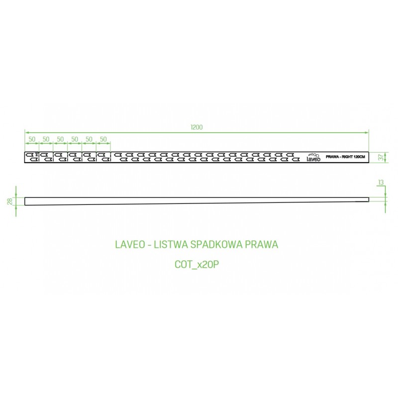 Listwa Spadkowa do Odpływu Liniowego INOX  - PRAWA