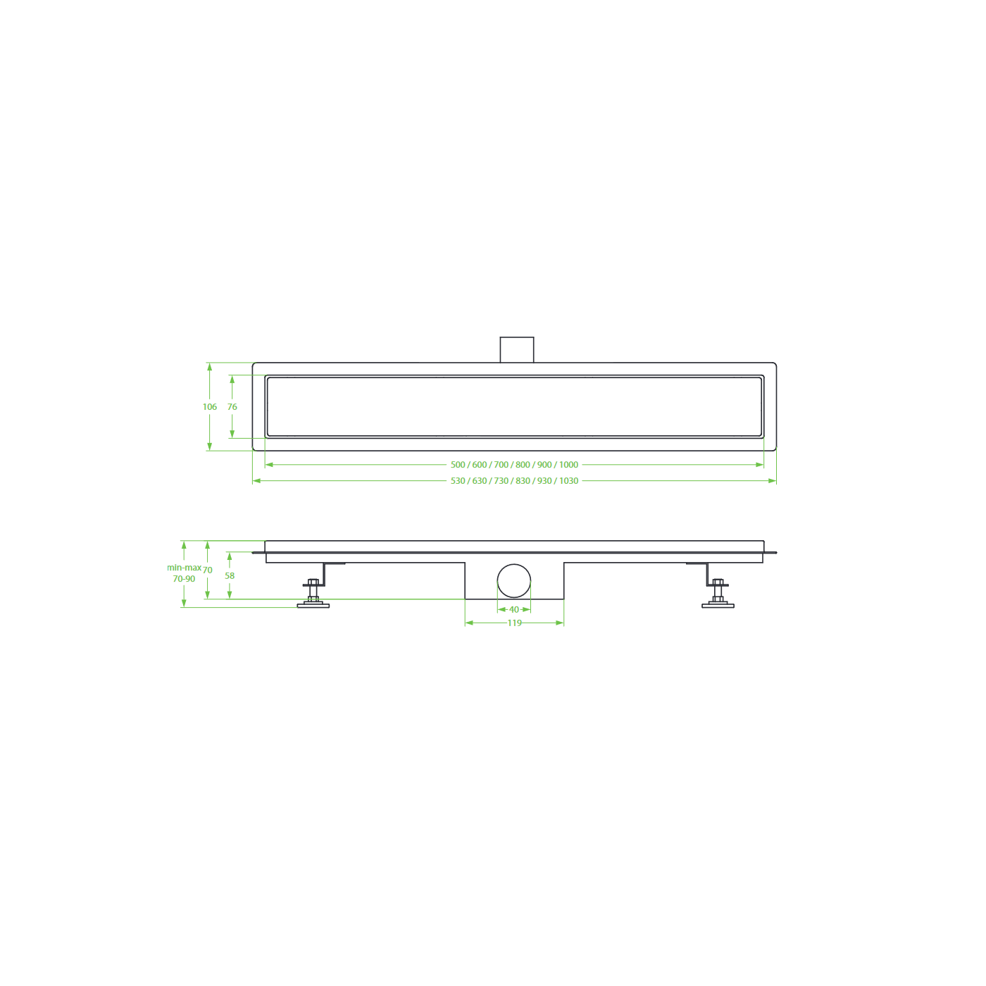 Odpływ Liniowy 70 cm PLADO COV_270D Odpływ Liniowy 70 cm PLADO COV_270D