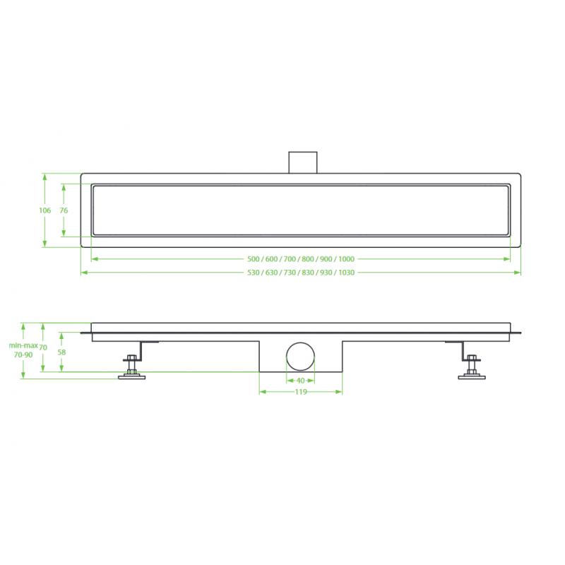 Odpływ Liniowy 70 cm PLADO COV_270D Odpływ Liniowy 70 cm PLADO COV_270D