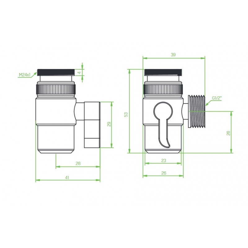 Perlator Czarny do Baterii Aerator Odejście 1/2 " Zawór