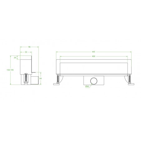 Odpływ Ścienny Soria 40 cm INOX + Suchy Syfon