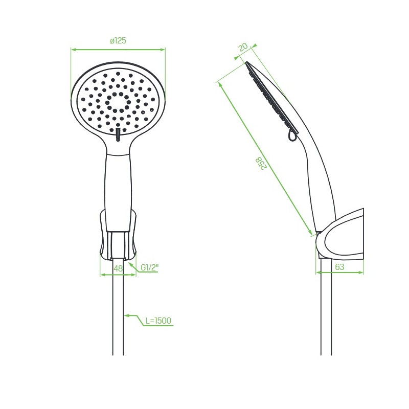 Zestaw Natryskowy Punktowy Czarny FINO