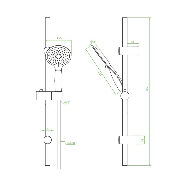 Zestaw Natryskowy na Drążku Chrom FINO Zestaw Natryskowy na Drążku Chrom FINO