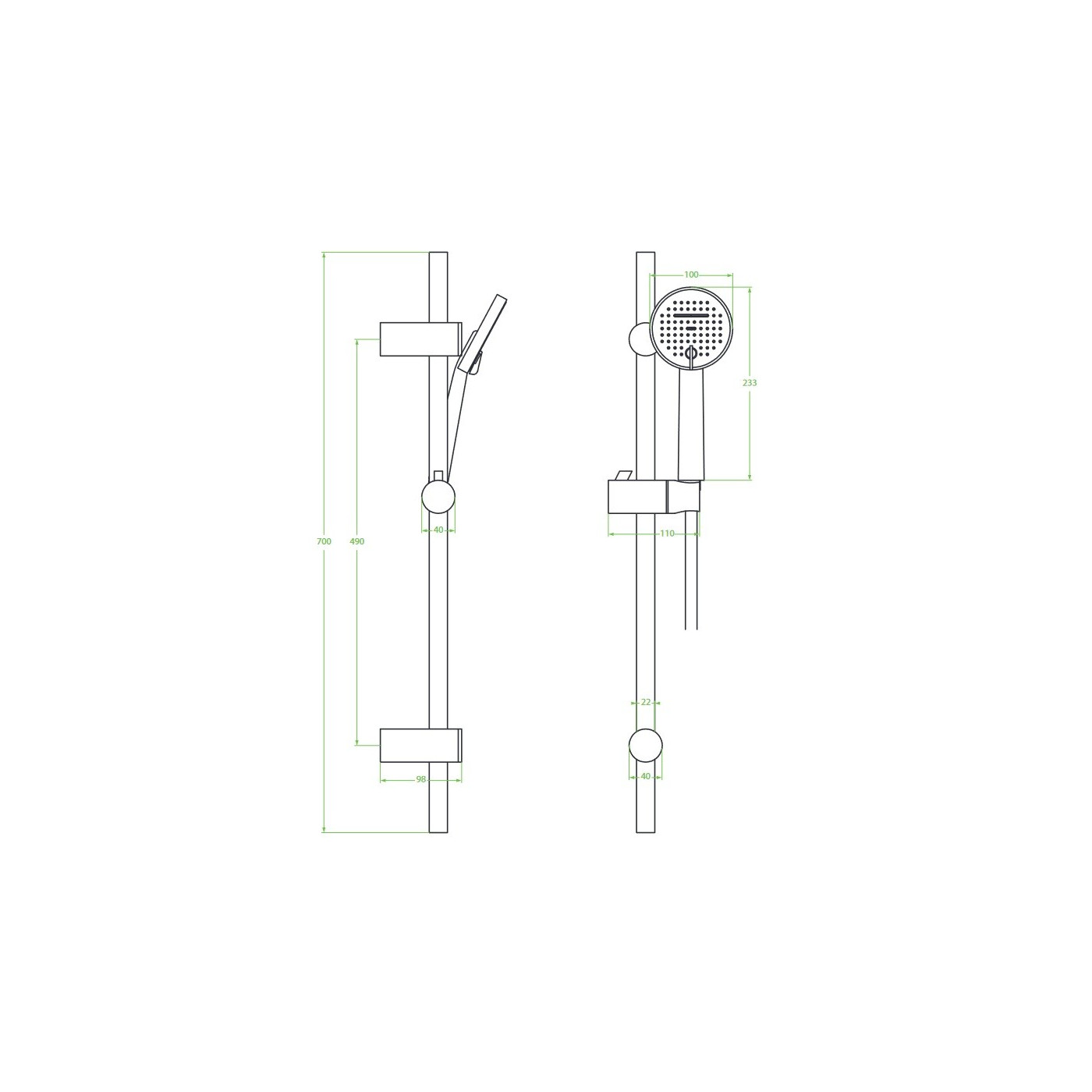 Zestaw Natryskowy na Drążku Chrom LESTE