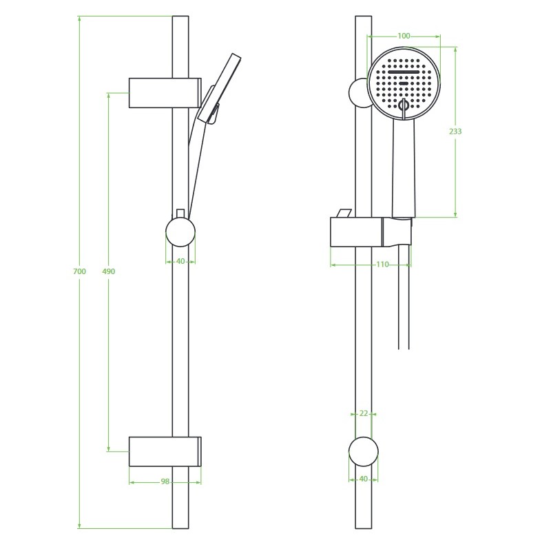 Zestaw Natryskowy na Drążku Chrom LESTE