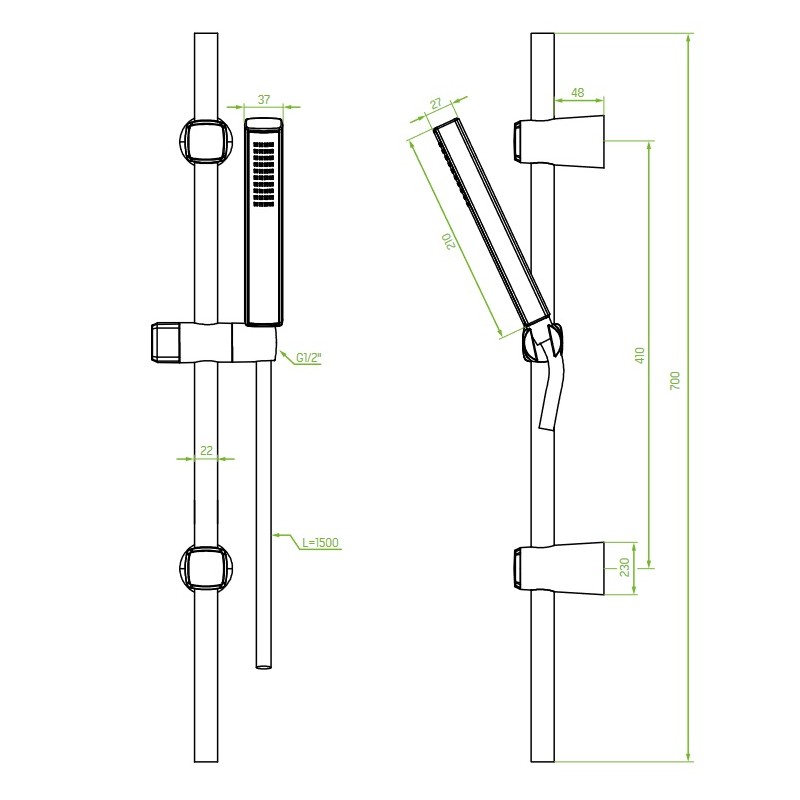 Zestaw Natryskowy na Drążku Różowe Złoto