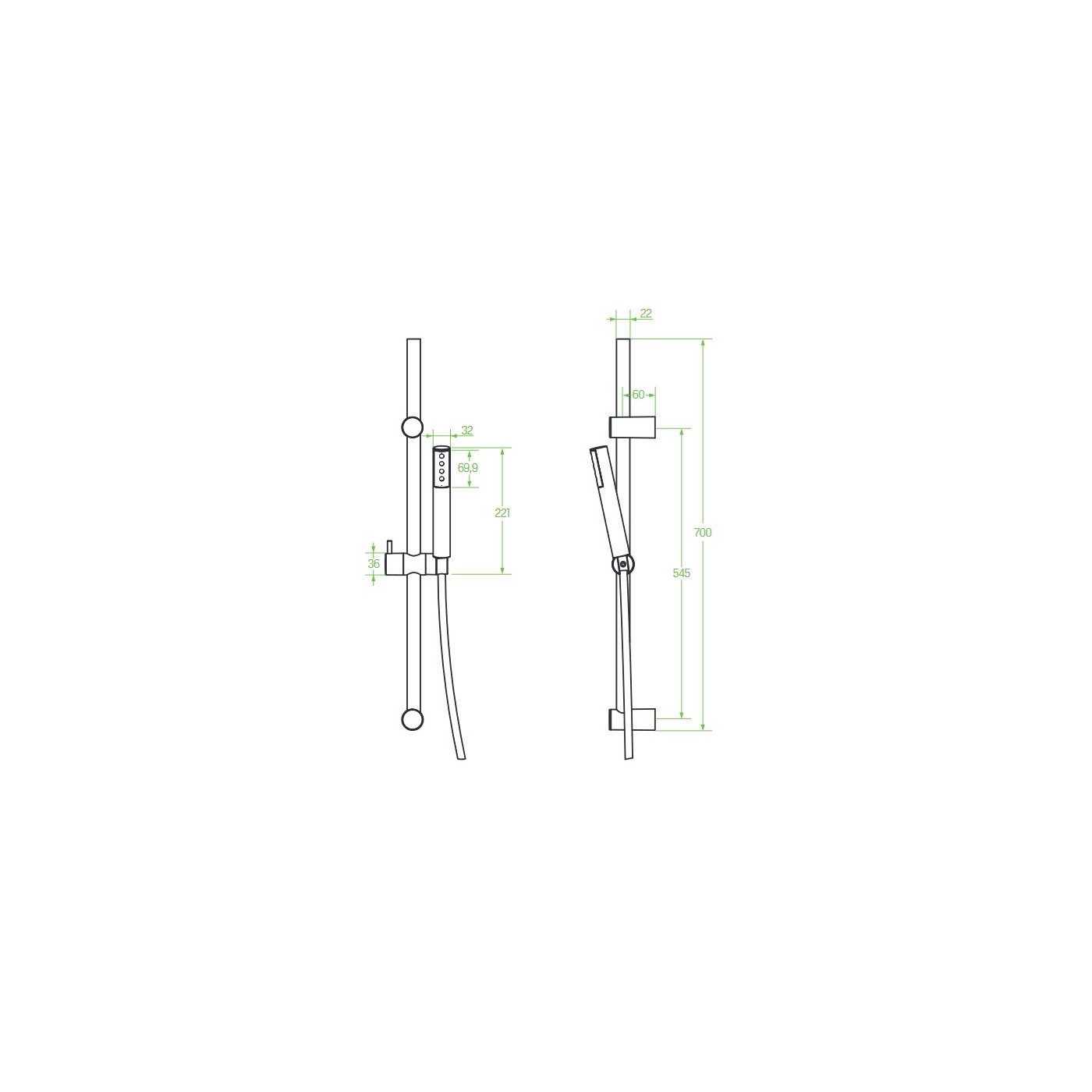 Zestaw Natryskowy na Drążku Chrom PRETTO