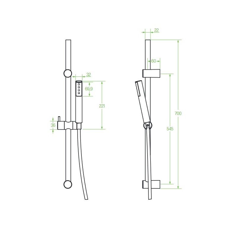 Zestaw Natryskowy na Drążku Czarny PRETTO