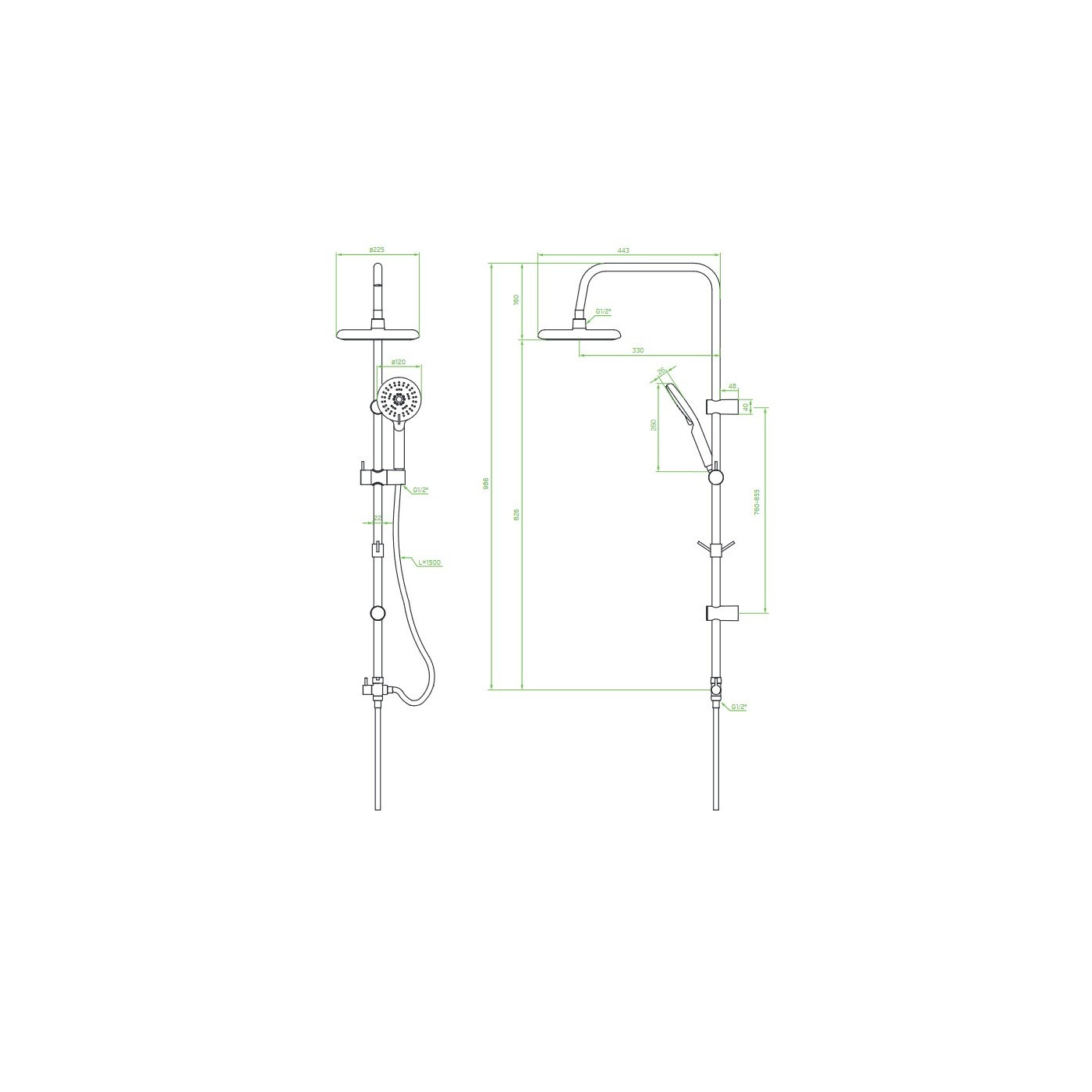 Kolumna Natryskowa z Baterią CERS Chrom Kolumna Natryskowa z Baterią CERS Chrom