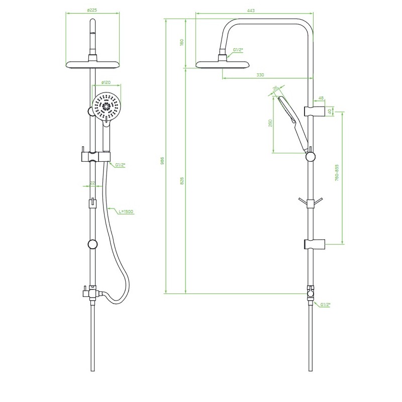 Kolumna Natryskowa z Baterią CERS Chrom Kolumna Natryskowa z Baterią CERS Chrom