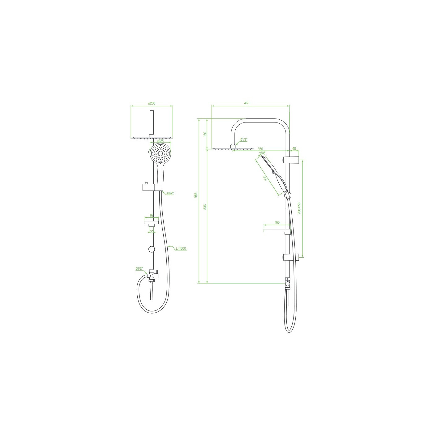 Kolumna Natryskowa FINO Czarny