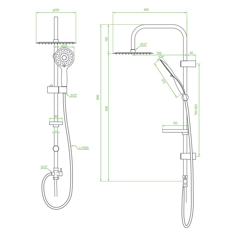 Kolumna Natryskowa FINO Czarny