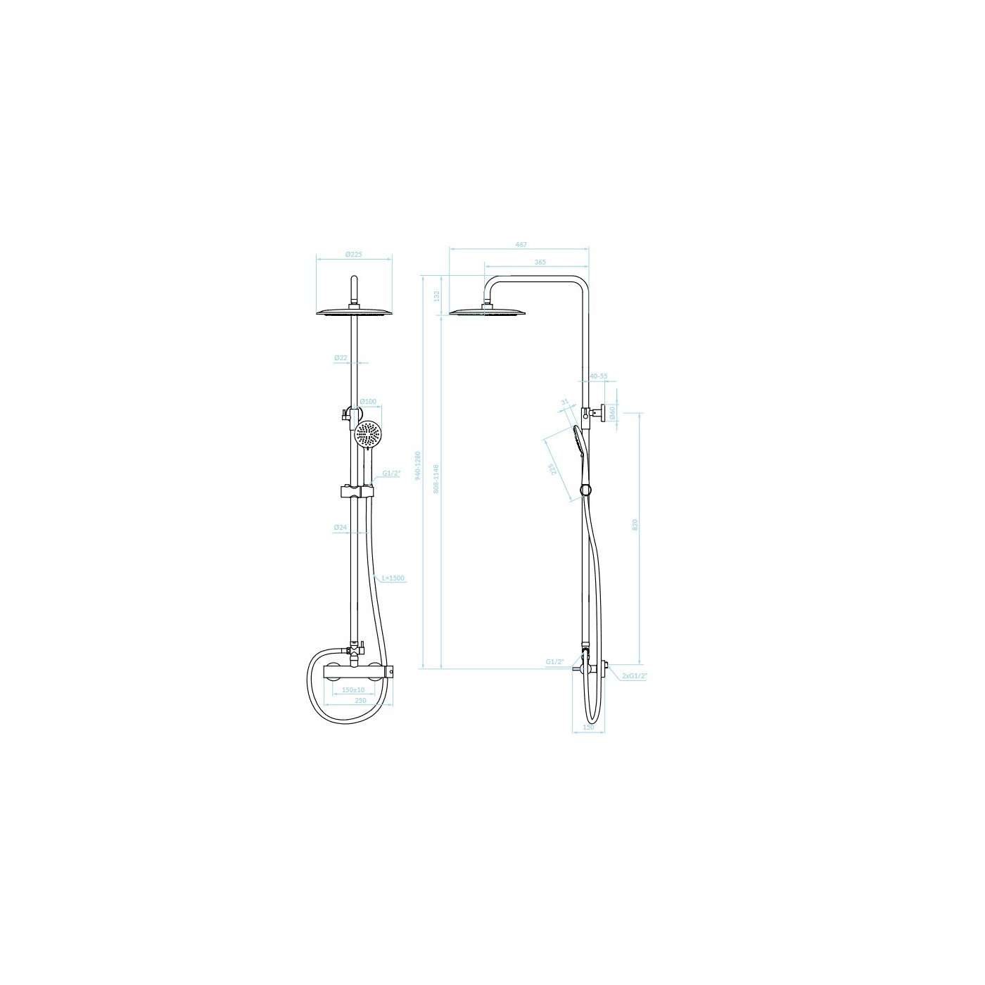 Kolumna Natryskowa z Baterią NORTES Chrom