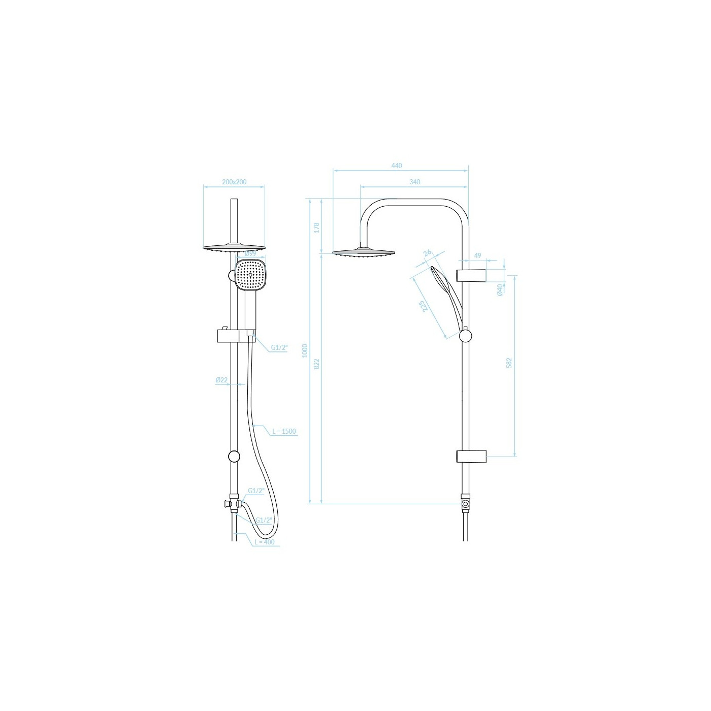 Kolumna Natryskowa Prysznicowa Chrom ONDO