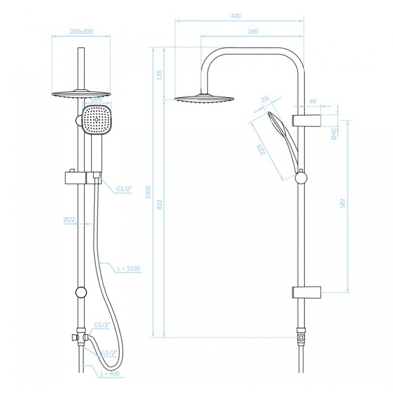 Kolumna Natryskowa Prysznicowa Chrom ONDO