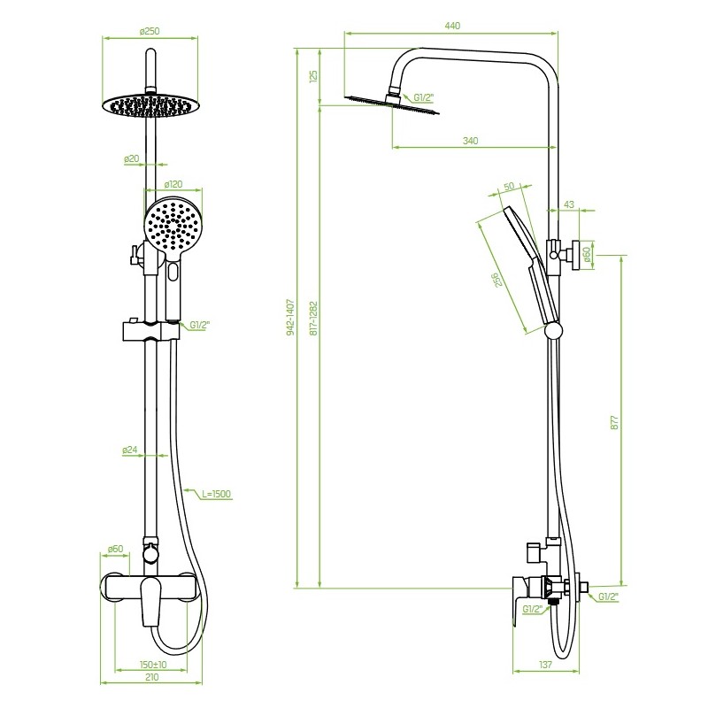 Kolumna Natryskowa Prysznicowa Chrom LARGO