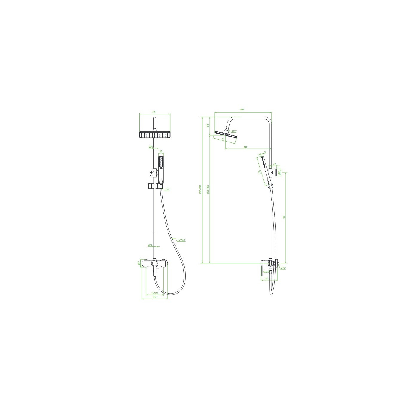 Kolumna Natryskowa z Baterią Chrom PINAR Kolumna Natryskowa z Baterią Chrom PINAR