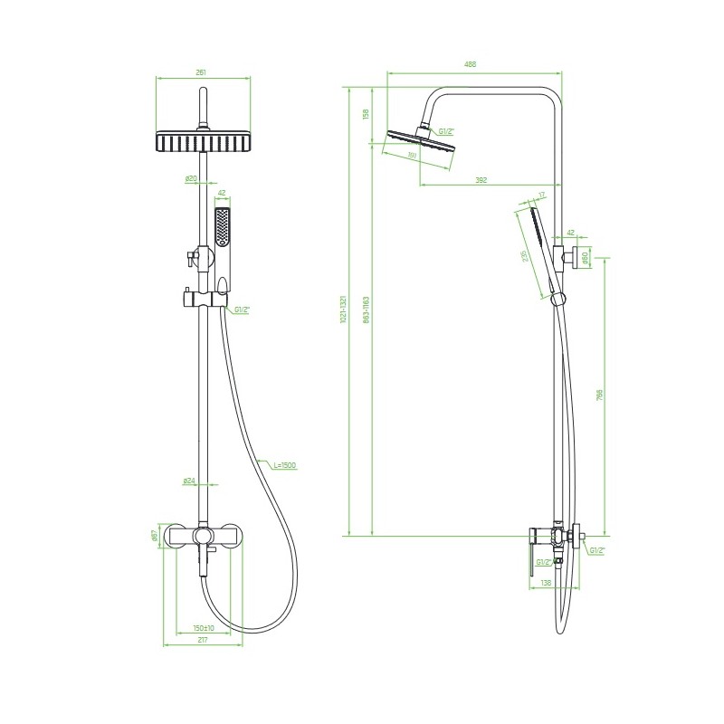 Kolumna Natryskowa z Baterią Chrom PINAR Kolumna Natryskowa z Baterią Chrom PINAR