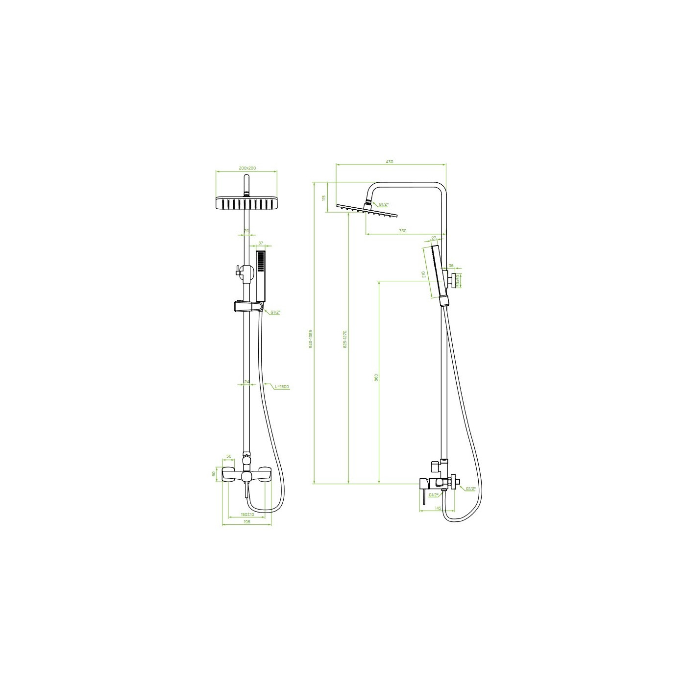 Kolumna Natryskowa z Baterią Chrom POLA