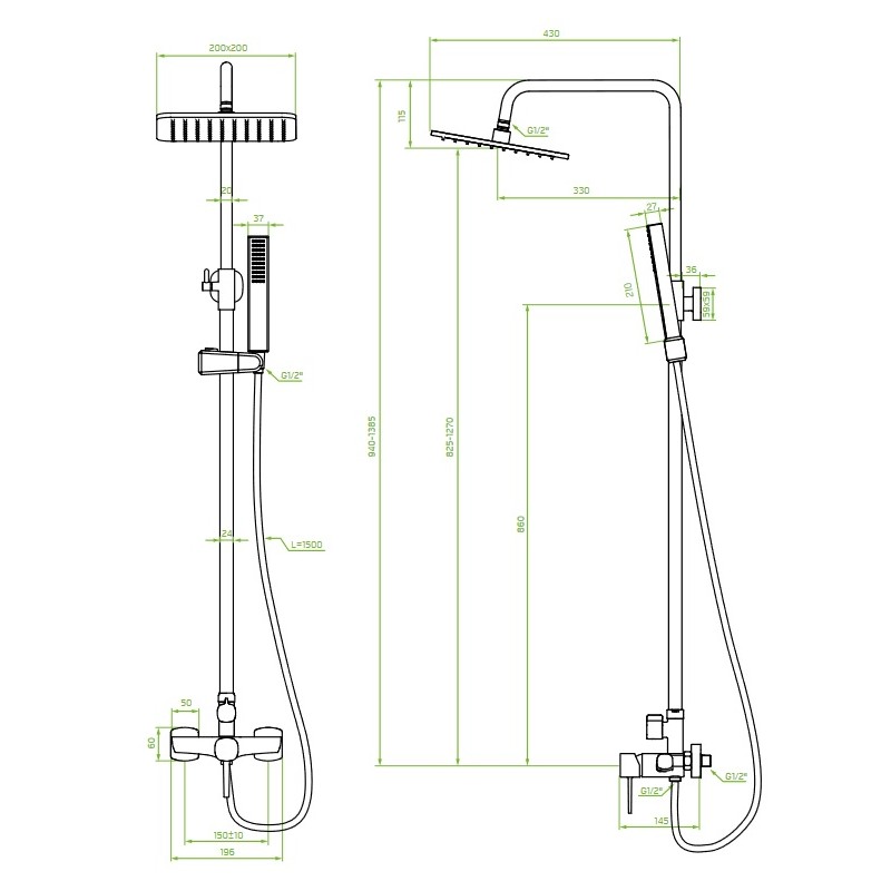 Złota Kolumna Natryskowa z Baterią POLA Złota Kolumna Natryskowa z Baterią POLA