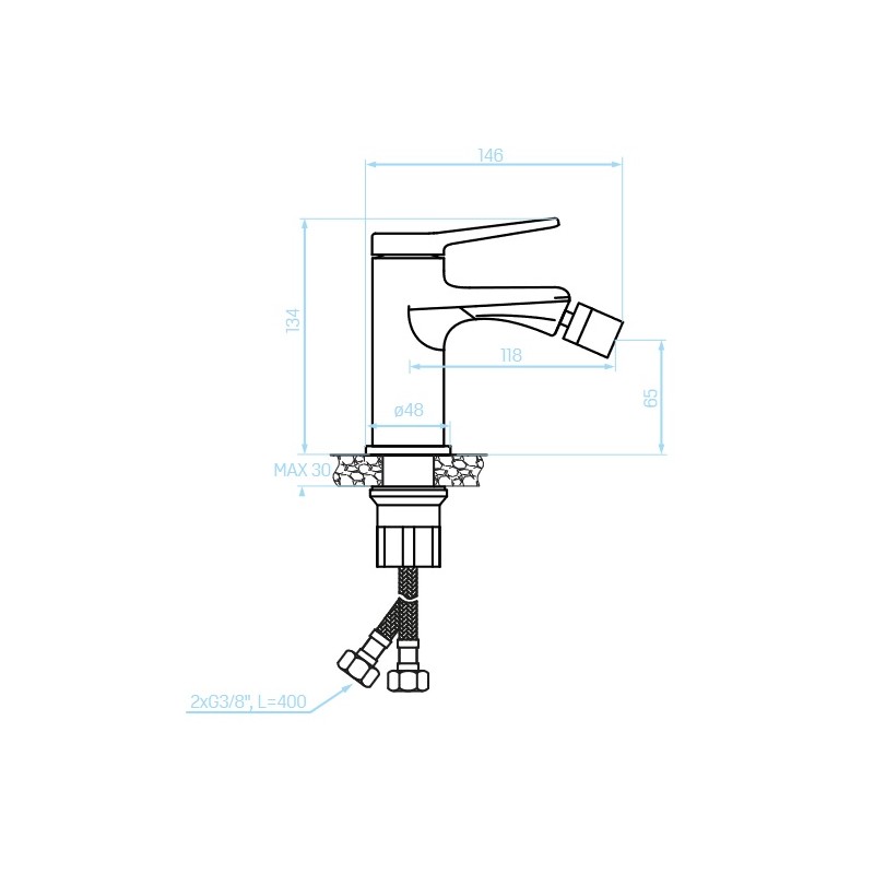 Bateria Bidetowa Stojąca z Korkiem ALANIS Biała Złota Bateria Bidetowa Stojąca z Korkiem ALANIS Biała Złota