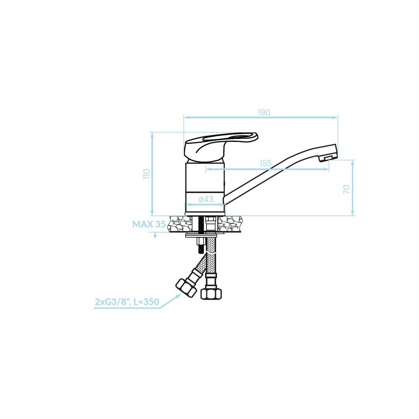 Bateria Umywalkowa z Ruchomą Wylewką GRACE