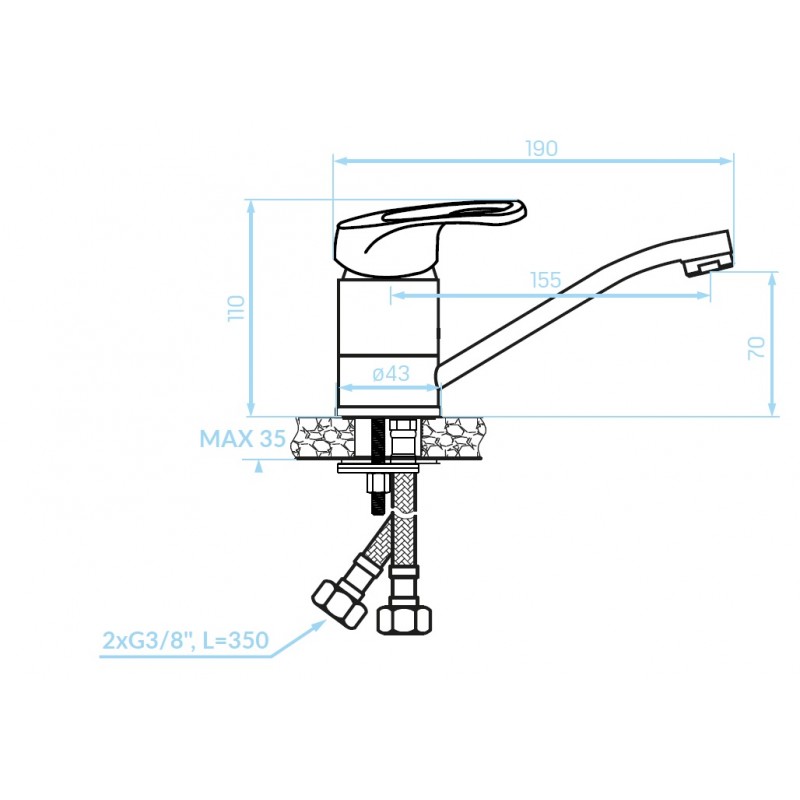 Bateria Umywalkowa z Ruchomą Wylewką GRACE