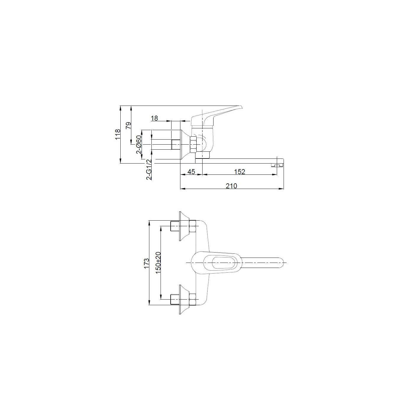 Bateria Umywalkowa Ścienna GRACE Chrom Bateria Umywalkowa Ścienna GRACE Chrom
