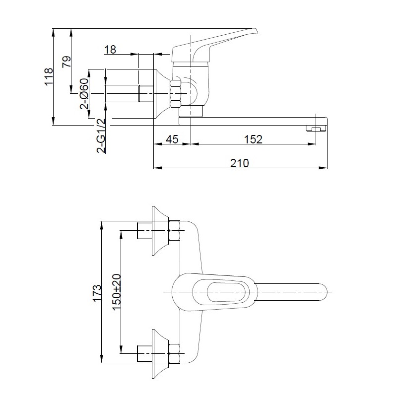 Bateria Umywalkowa Ścienna GRACE Chrom Bateria Umywalkowa Ścienna GRACE Chrom