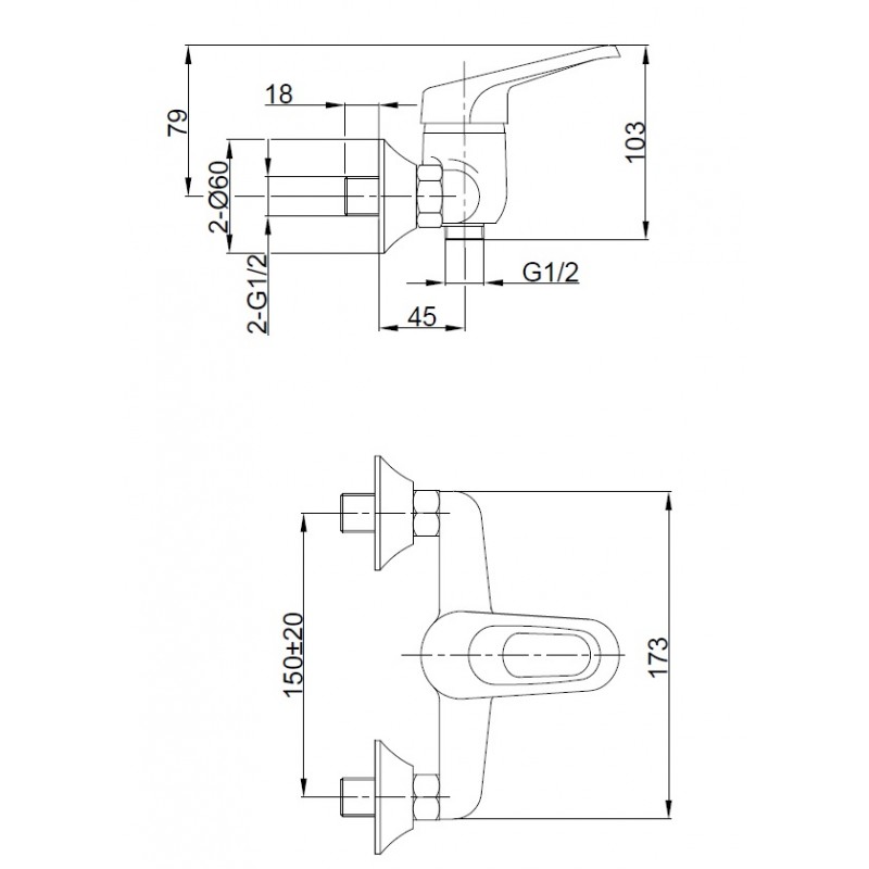 Bateria Natryskowa Ścienna GRACE Bateria Natryskowa Ścienna GRACE