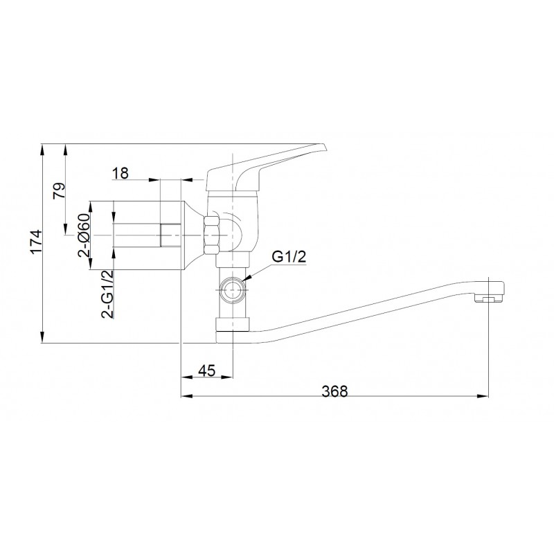 Bateria Wannowa Ścienna z Ruchomą Wylewką GRACE Bateria Wannowa Ścienna z Ruchomą Wylewką GRACE