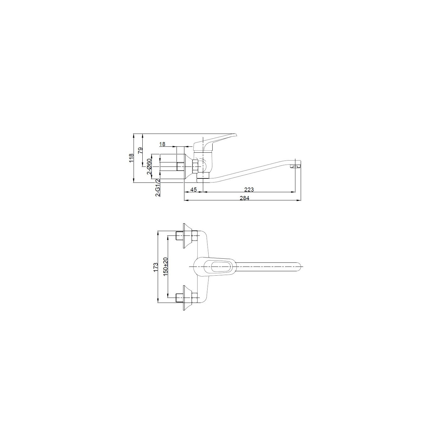Bateria Zlewozmywakowa Kuchenna Ścienna GRACE