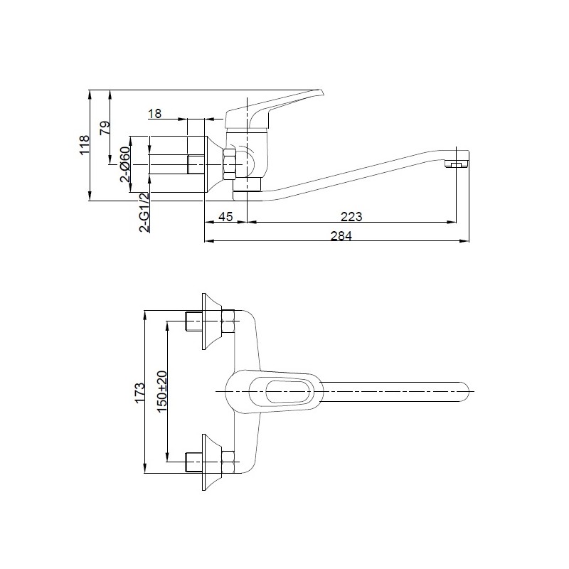Bateria Zlewozmywakowa Kuchenna Ścienna GRACE