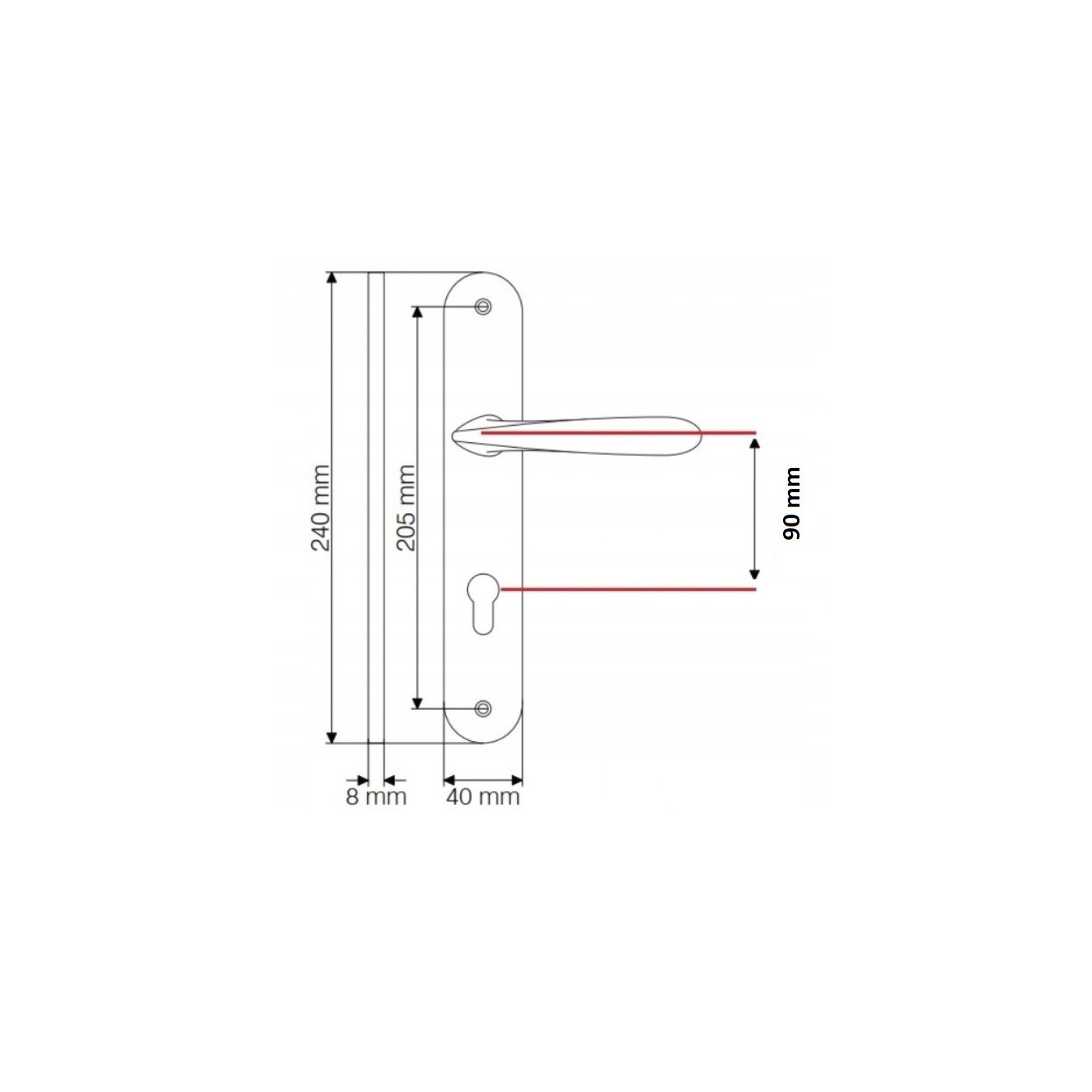 Klamka na Długim Szyldzie GOA Patyna 72 mm