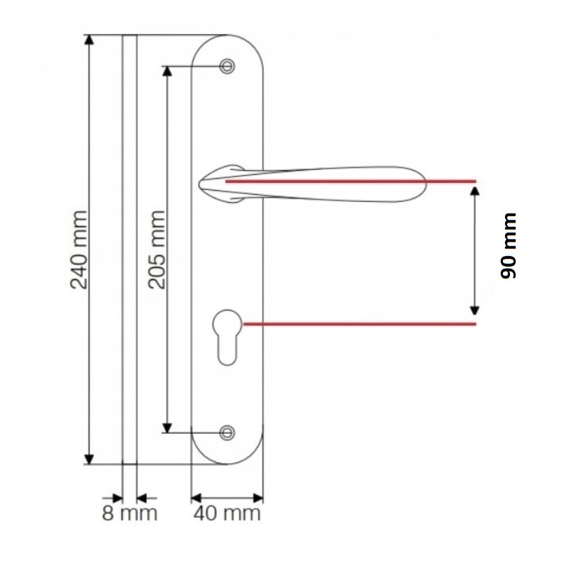 Klamka na Długim Szyldzie GOA Patyna 72 mm